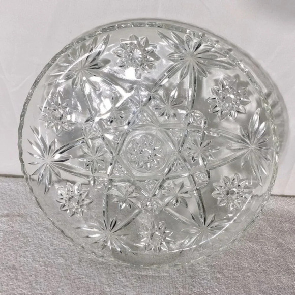 Vintage Pinwheel Cut Crystal Round Serving Tray Plate - Picture 4 of 8
